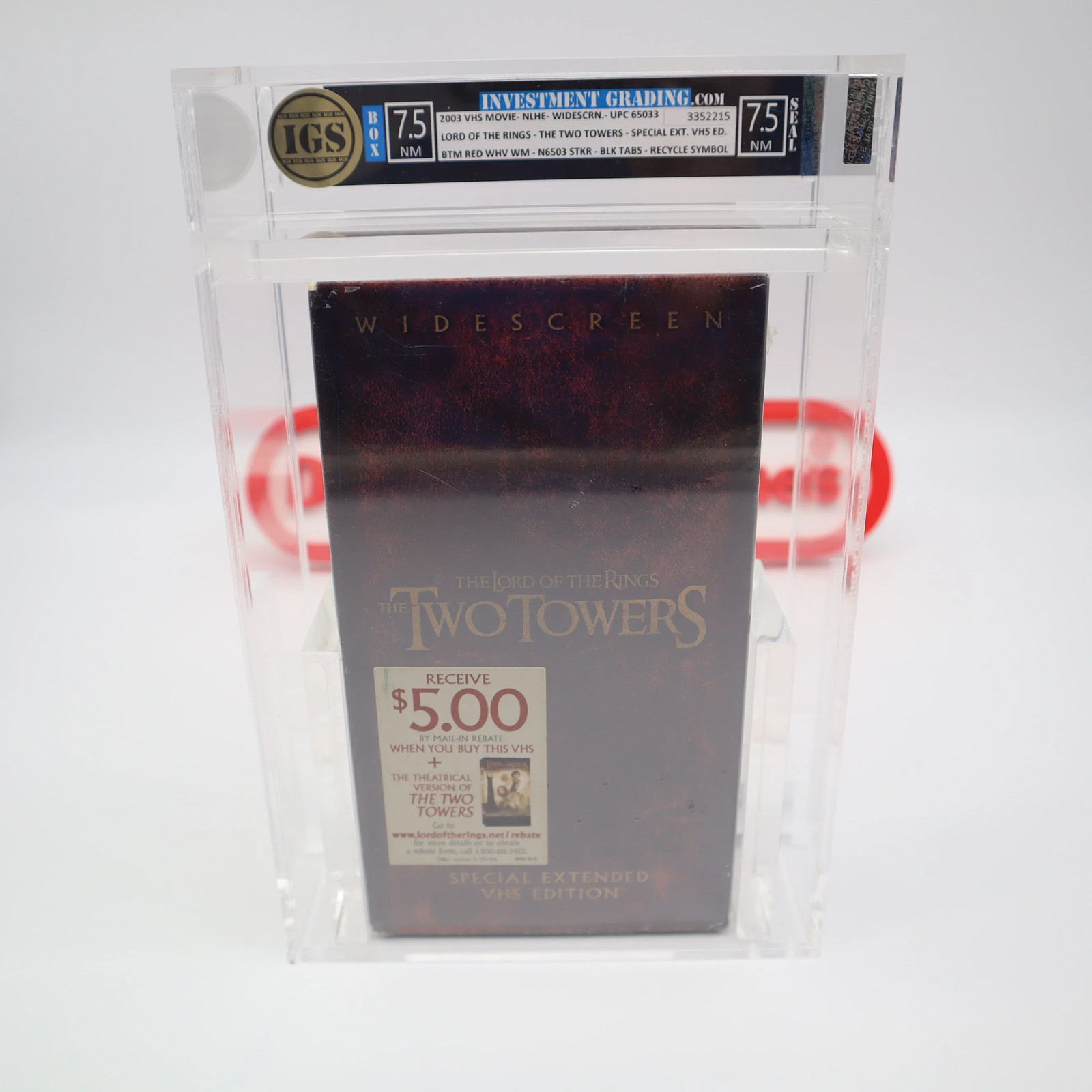 VHS LORD OF THE RINGS THE TWO TOWERS -EXTENDED! IGS GRADED 7.5 BOX & 7.5 Sealed!