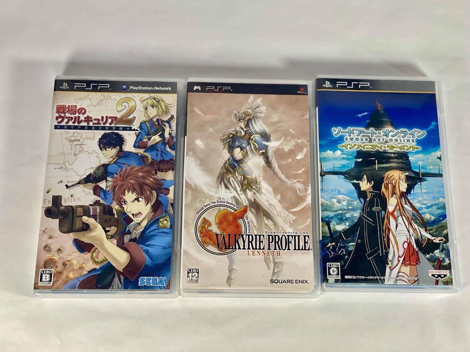 Lot3 PSP Valkyrie Chronicles 2 & Valkyrie Profile Lenneth & & Sword Art Online .