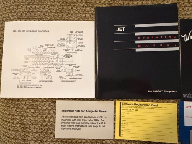 JET SUBLOGIC AMIGA GAME W/ BOX + PAPERS CLASSIC COMPUTER SEE PICS