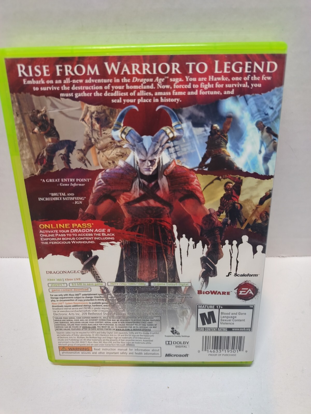 *CIB* Dragon Age II (Microsoft Xbox 360, 2011) TESTED