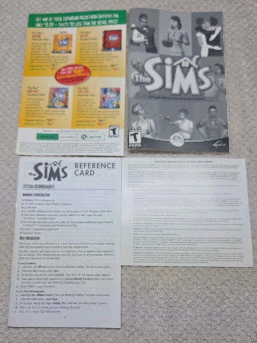 CIB The Sims The People Simulator Big Box PC 2000 w/ Manual, Inserts and Mailer