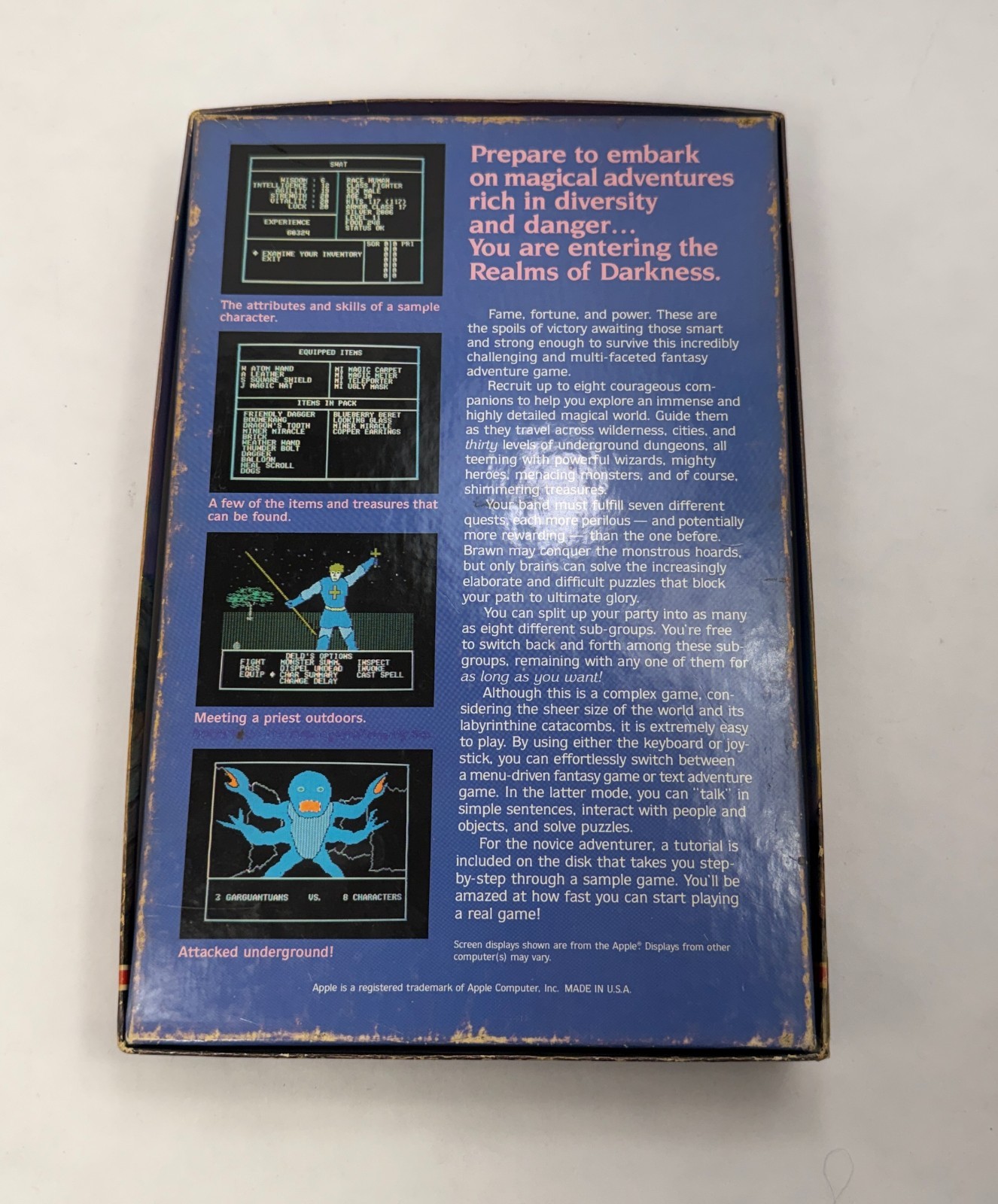 Realms of Darkness 1987 Apple II Complete CIB Game Floppy Disks Maps Untested