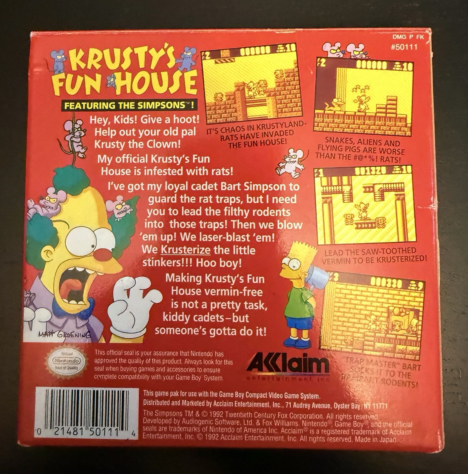 Krusty’s Fun House & Bart Simpson’s Escape from Camp Deadly – Game Boy – RARE!!!