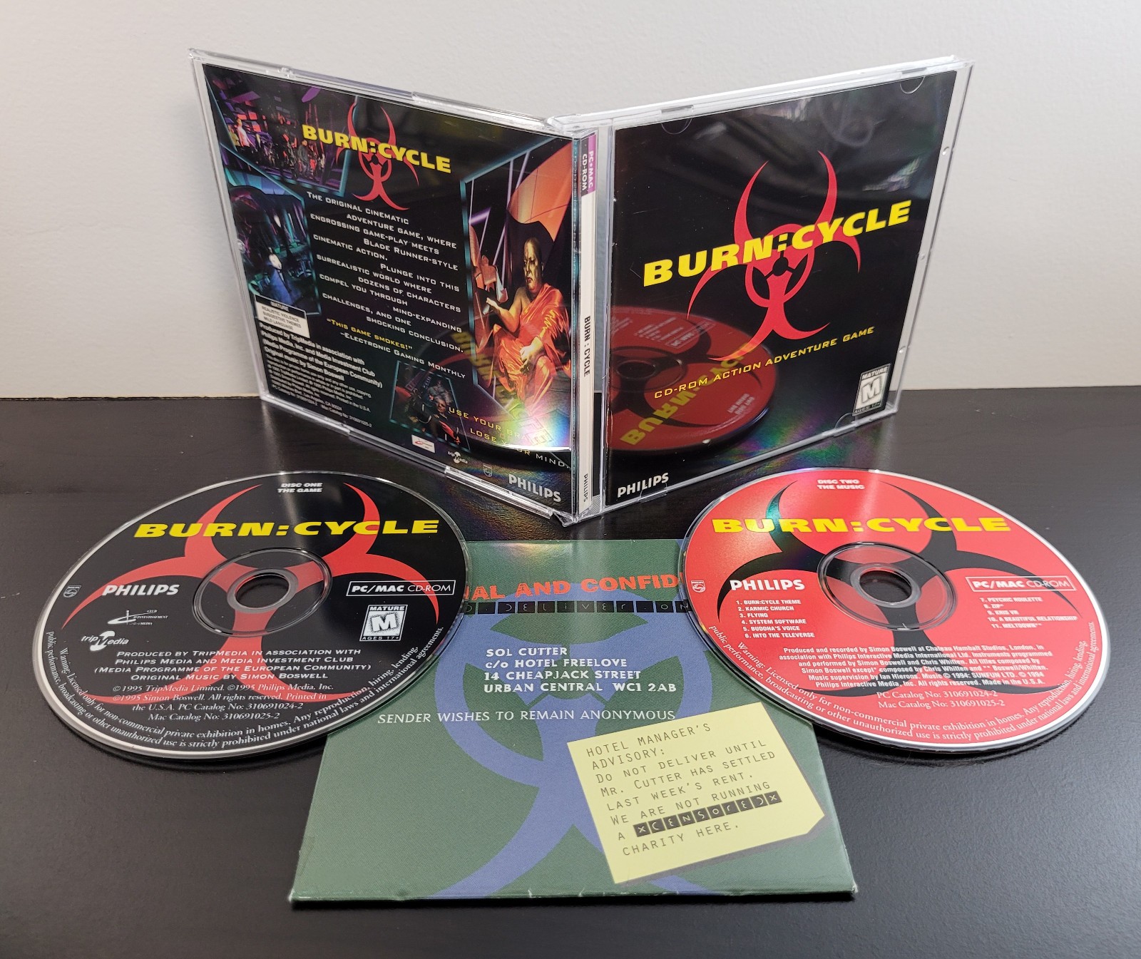 Burn Cycle (Windows PC / MAC CD Game, 1995) Complete 2 Disc Set with Envelope