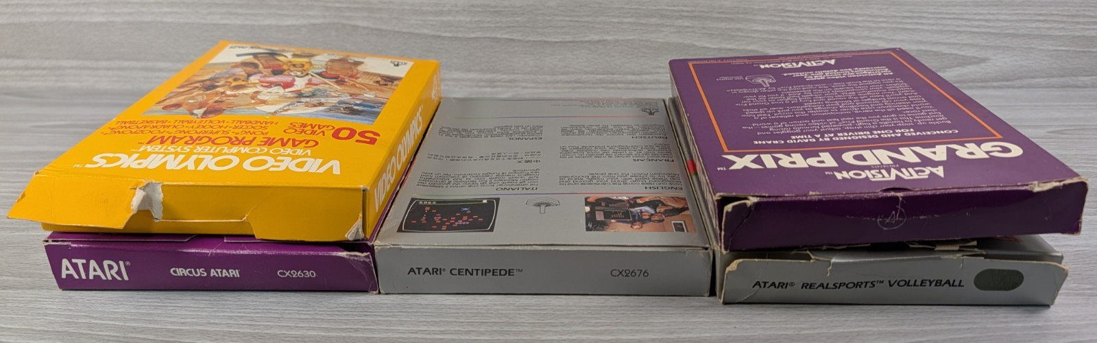 Atari 2600 Games Bundle Lot, CIB, Centipede, Grand Prix, Circus, Video Olympics