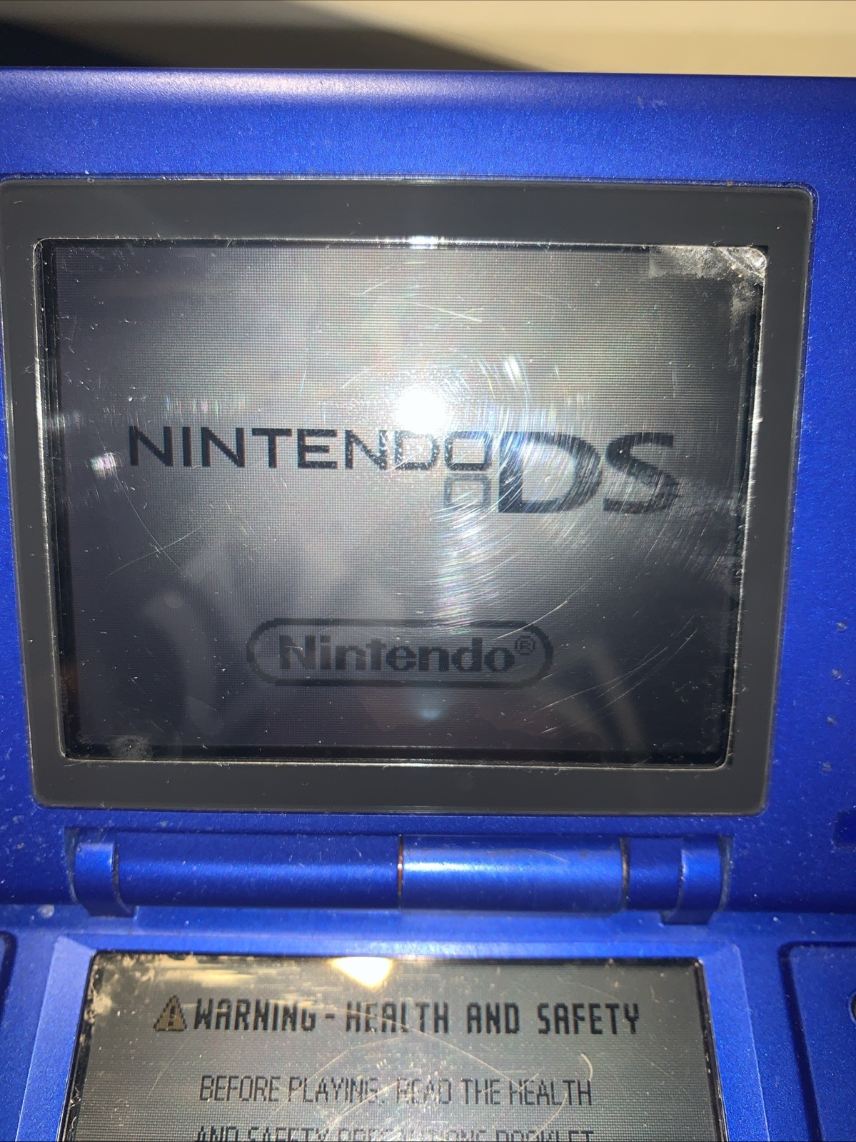 Original Nintendo DS Console Electric Blue Fat NTR-001 Tested Working No Charger