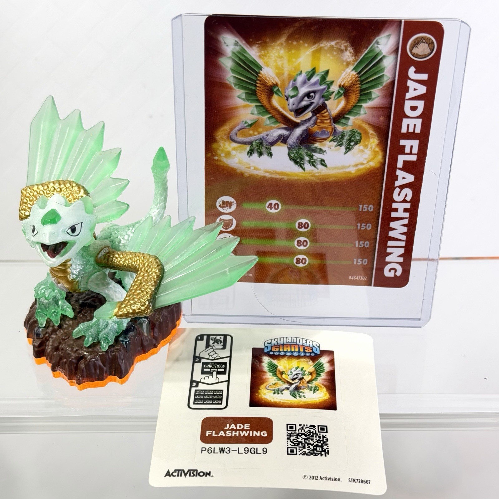 Skylanders Giants Jade Flashwing Figure Loose w/ Trading Card & Sticker