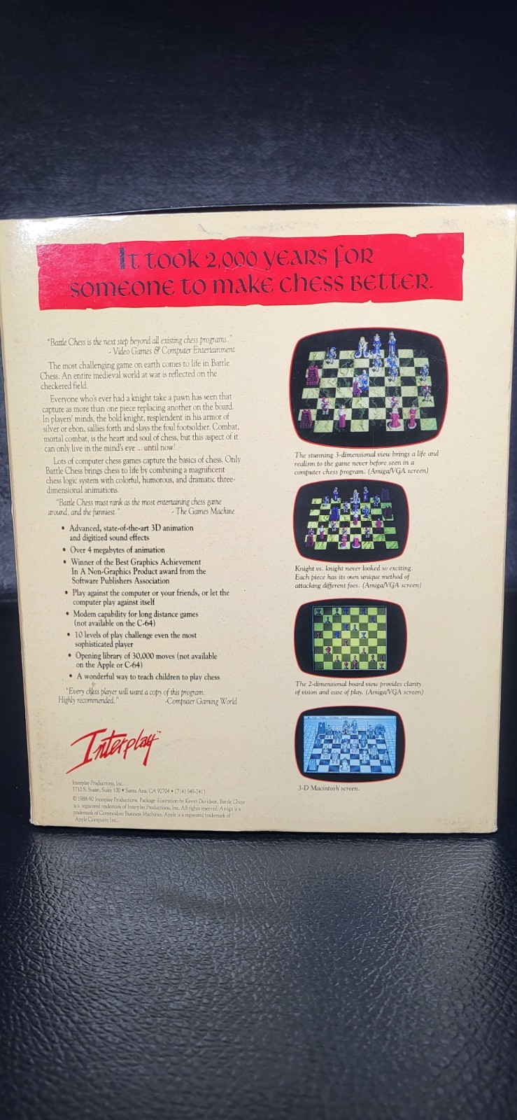 Battle Chess By Interplay Big Box PC Game 1990 IBM Tandy Windows Floppy Disk 3.0