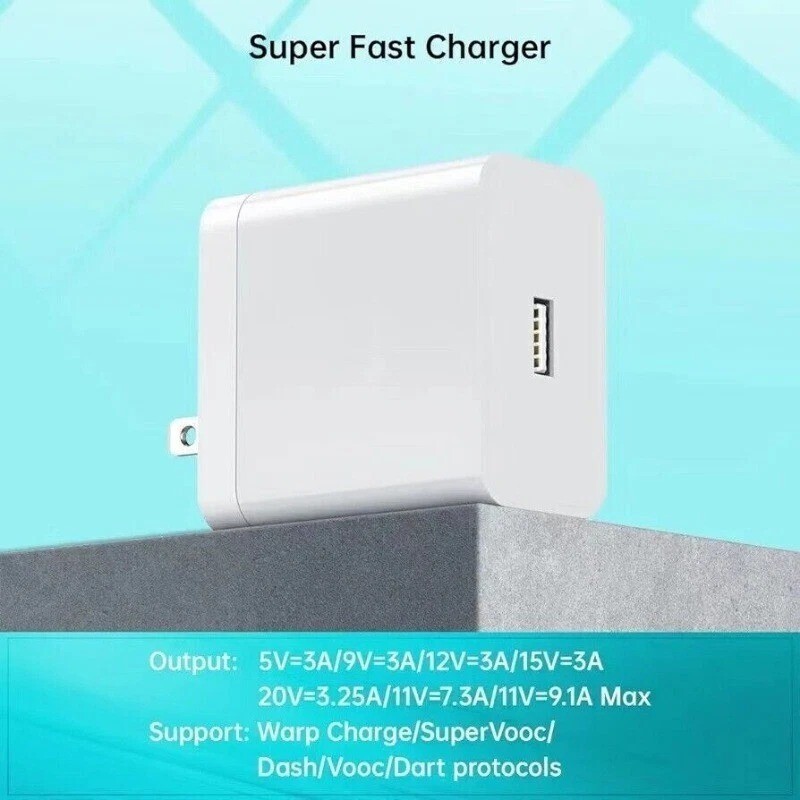 OPPO SUPERVOOC 100W Fast AC Charger + USB Cable for OnePlus Vivo Realme Mobiles