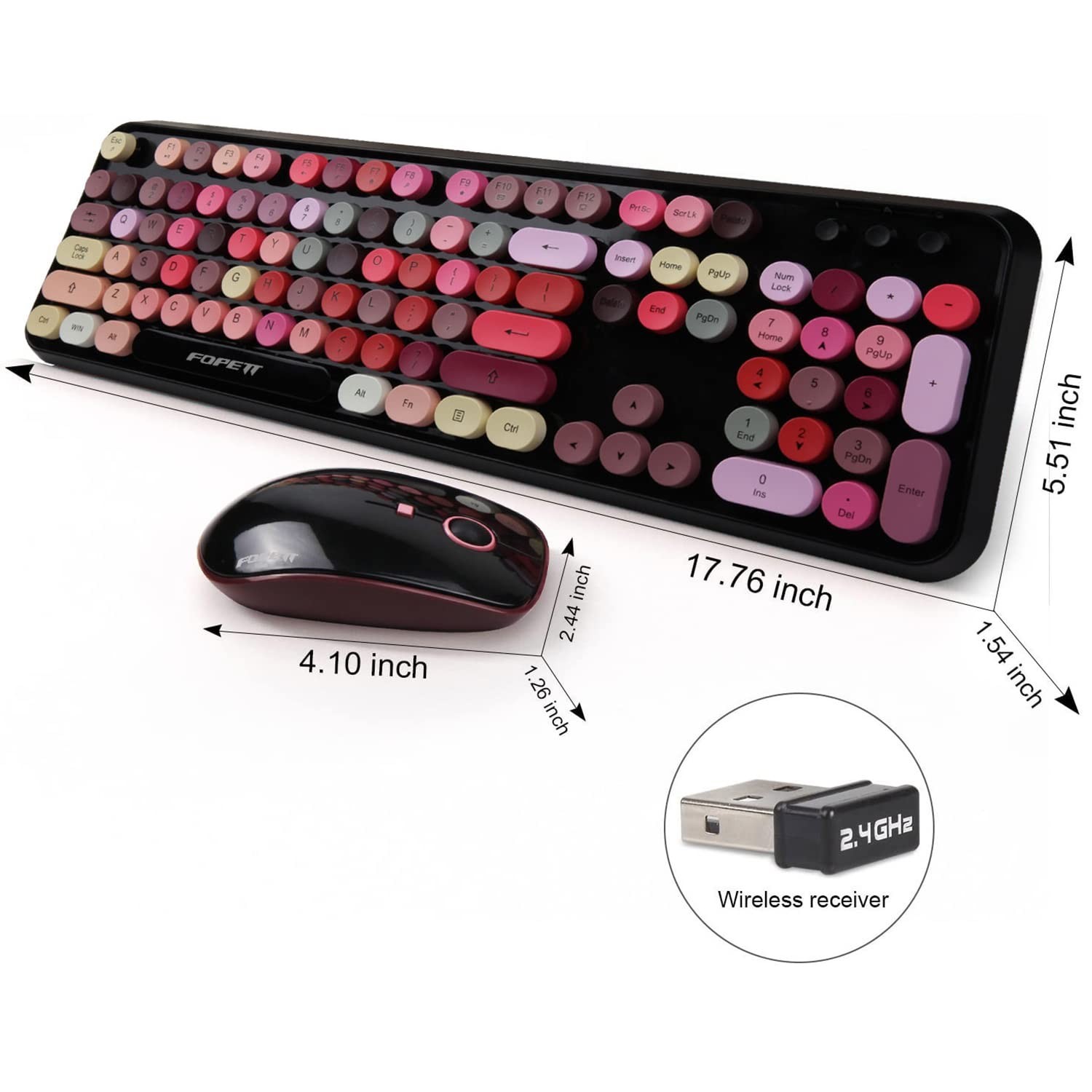 Wireless Keyboard and Mouse Combo, 2.4 GHz Full-Sized Typewriter Keyboard and…