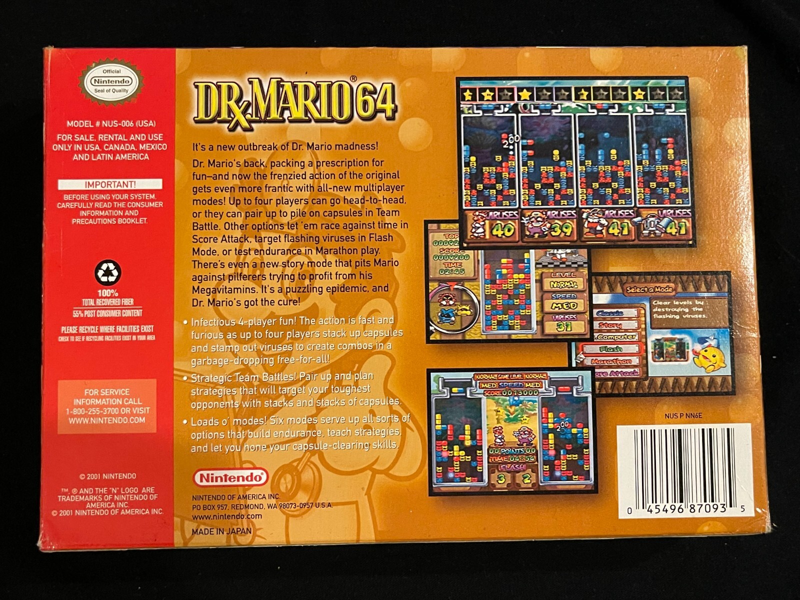 Dr. Mario 64 (Nintendo 64, 2001) Box Manual Complete CIB N64