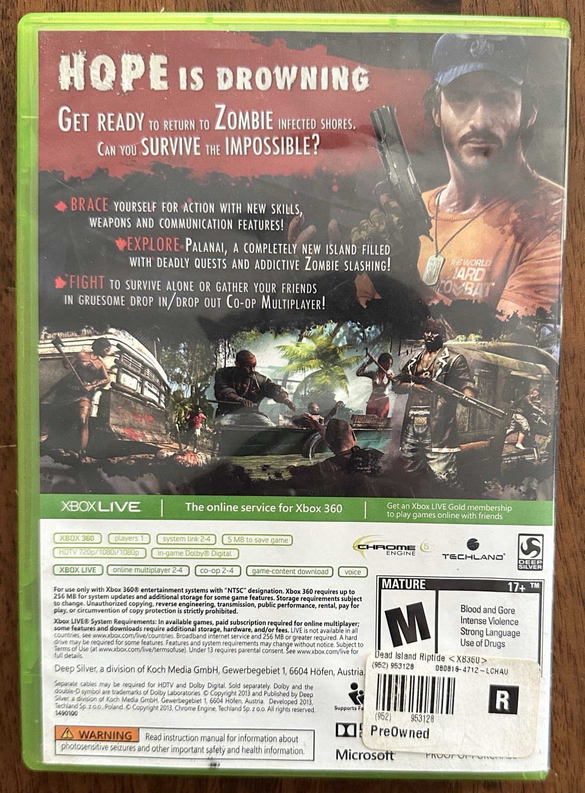 Dead Island Riptide ( Microsoft Xbox 360 ) Near Mint Disc – Tested