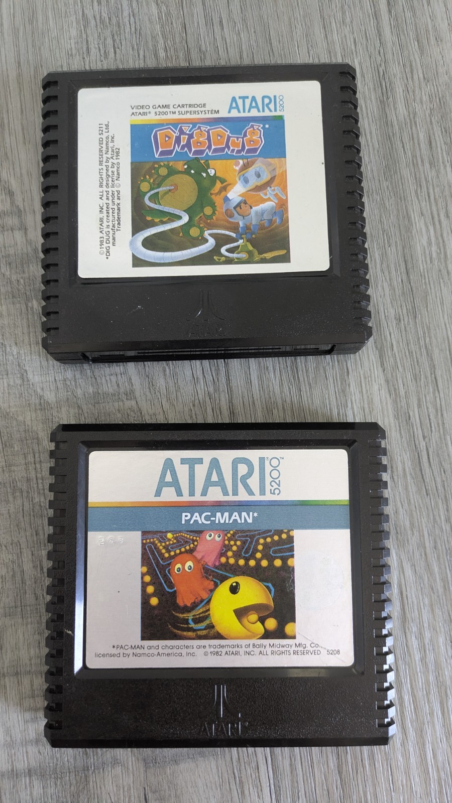 loose Atari 5200 cartridges Digdug And Pac-man