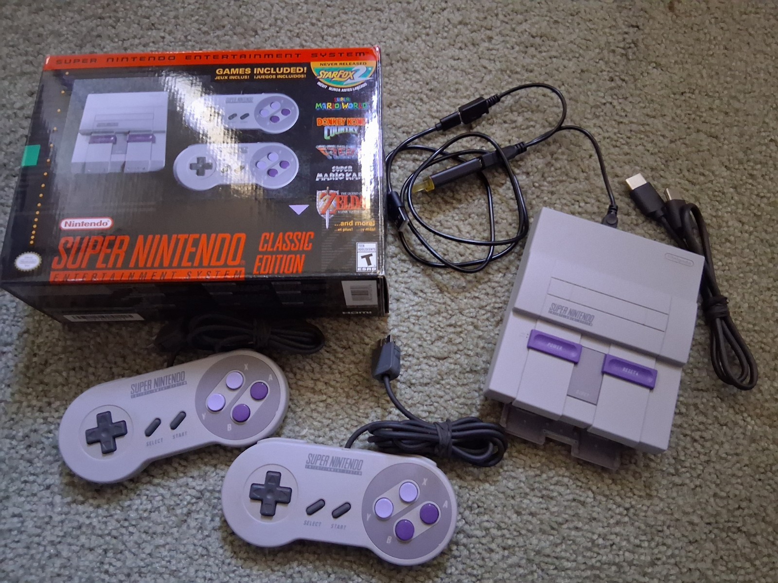 Authentic SNES Super Nintendo Classic Mini Clv-201 w/full Snes library