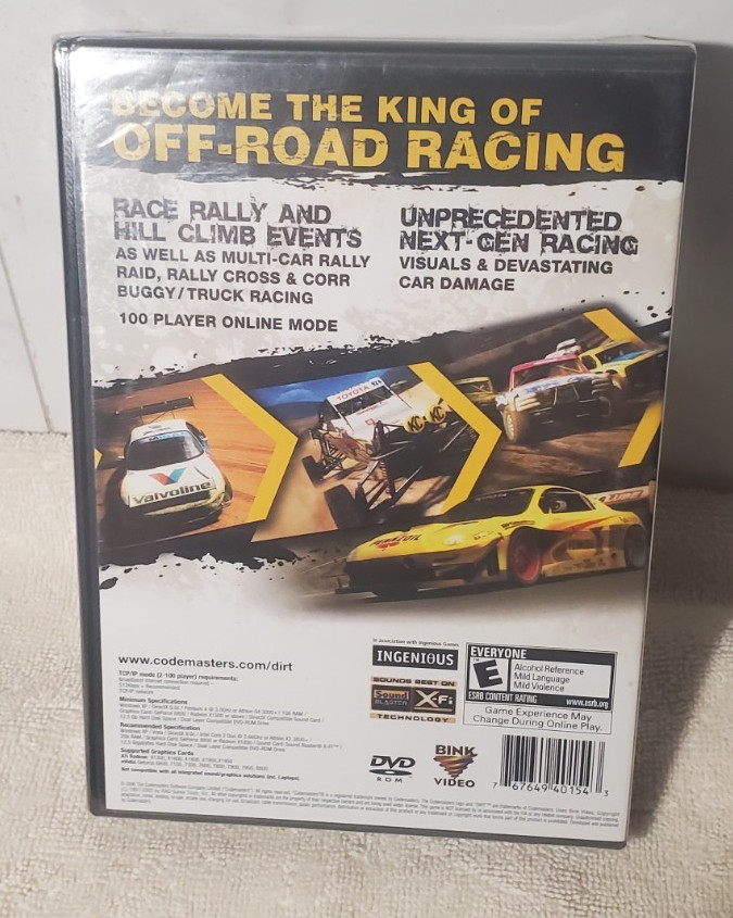 Original 2006 DIRT Codemasters PC DVD ROM Rally Racing USA Brand New Sealed