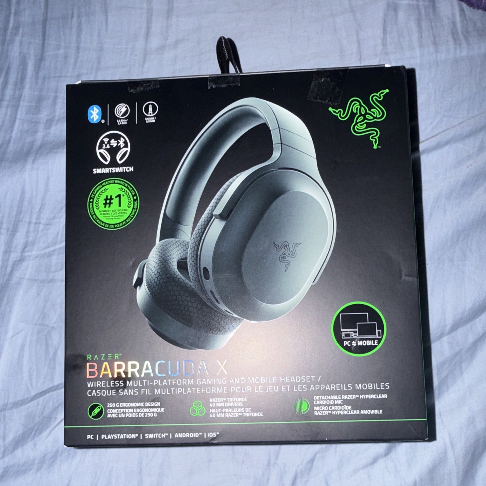 Razer Barracuda X Wireless Bluetooth Boom Mic Over-Ear Headset, White