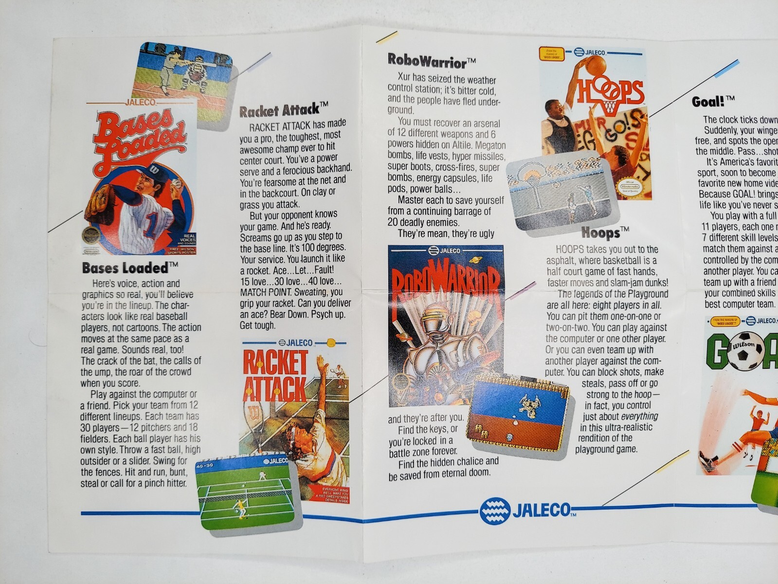 Jaleco Nintendo NES 1989 Fold Out Insert Advertisment JAL-2B-US