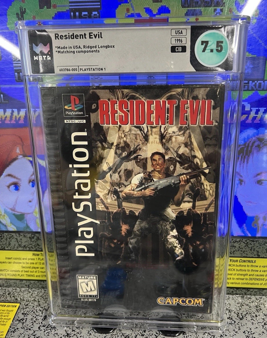 1996 PS1 Resident Evil Ridged Long Box WATA 7.5 CIB Matching Components 8.0 Box!