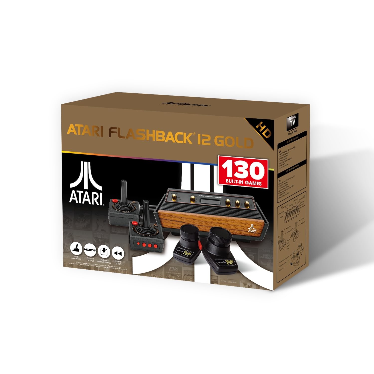 Atari Flashback 12 Gold HDMI Console by AtGames 1500 Games with 2 Pedals