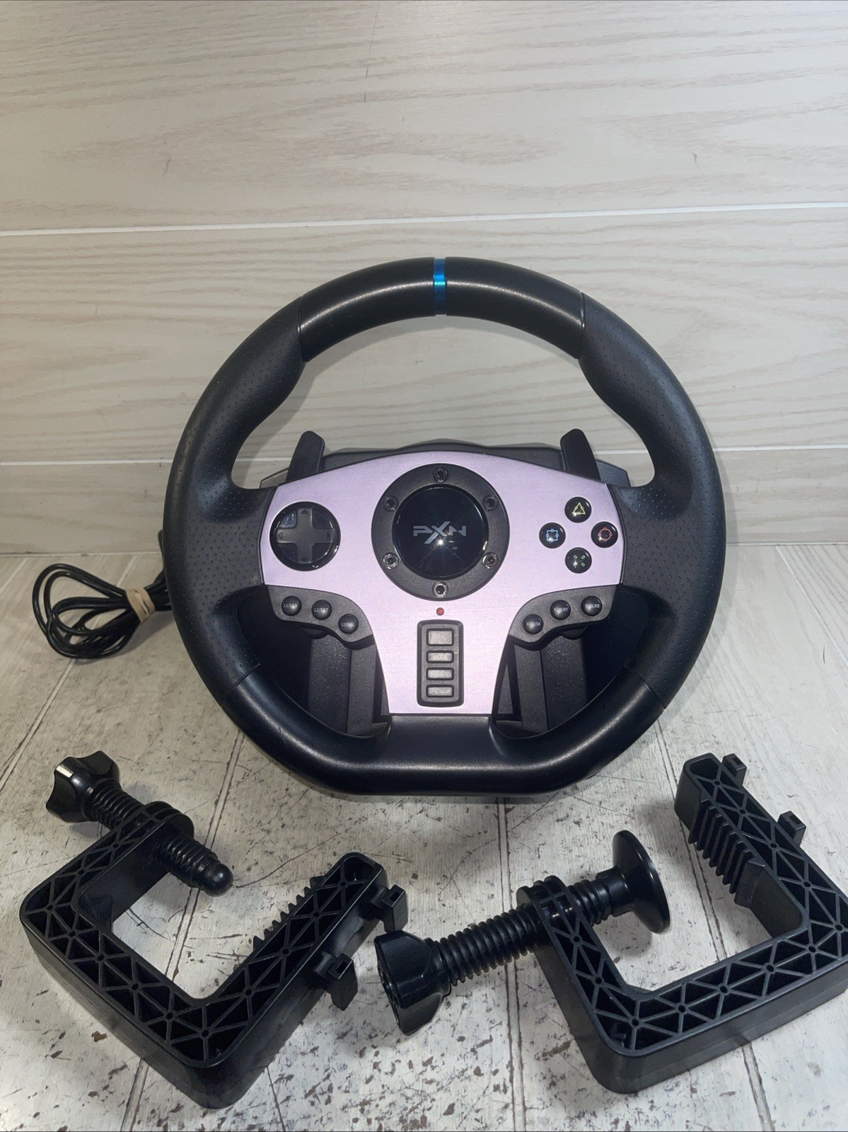 PXN V9 USB Gaming Steering Wheel Only & Clamps Only Tested VG