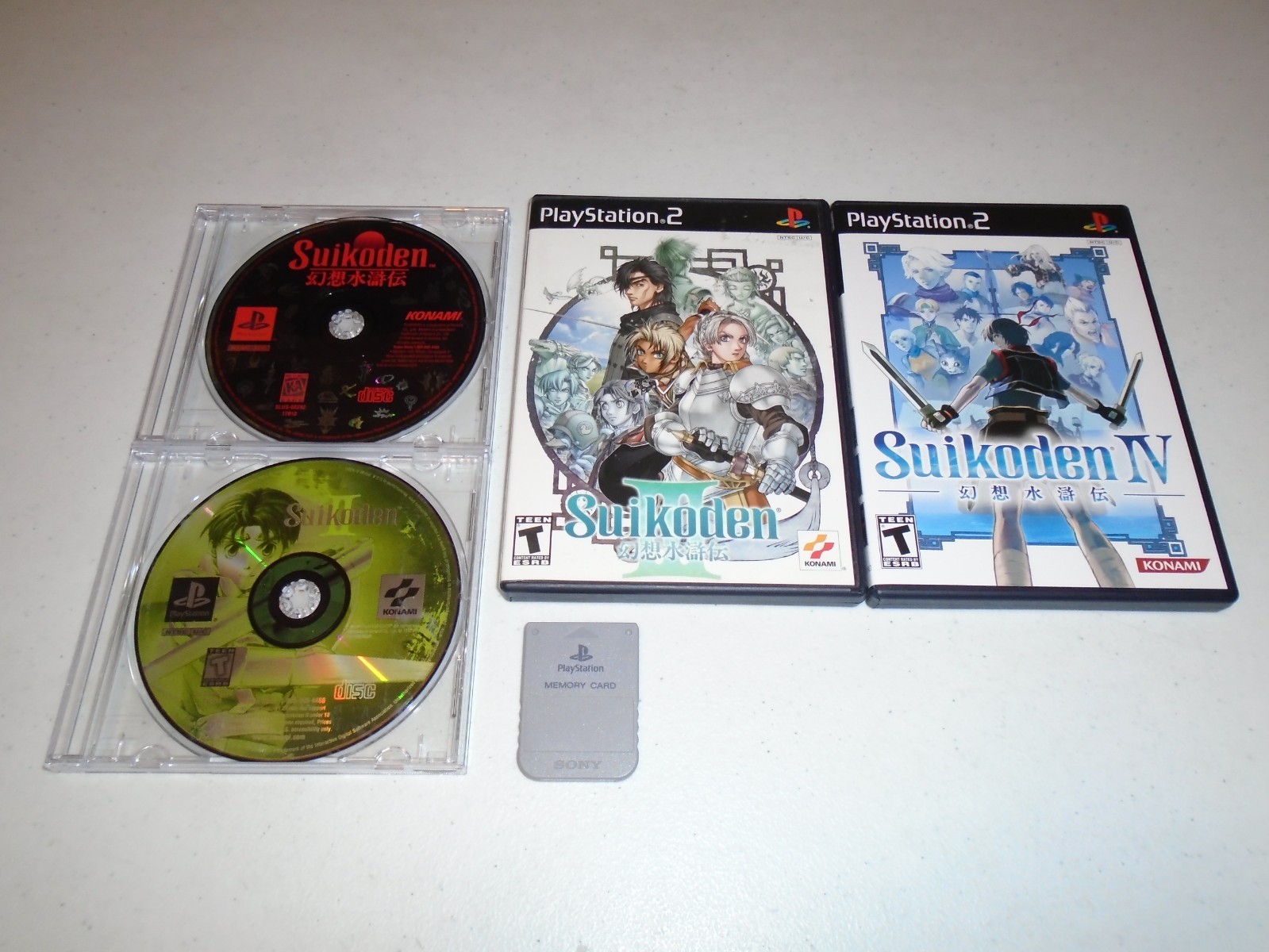 Suikoden I, II, III, IV with memory card! 1 2 3 4 TESTED ☆☆ PS1 PS2 PlayStation