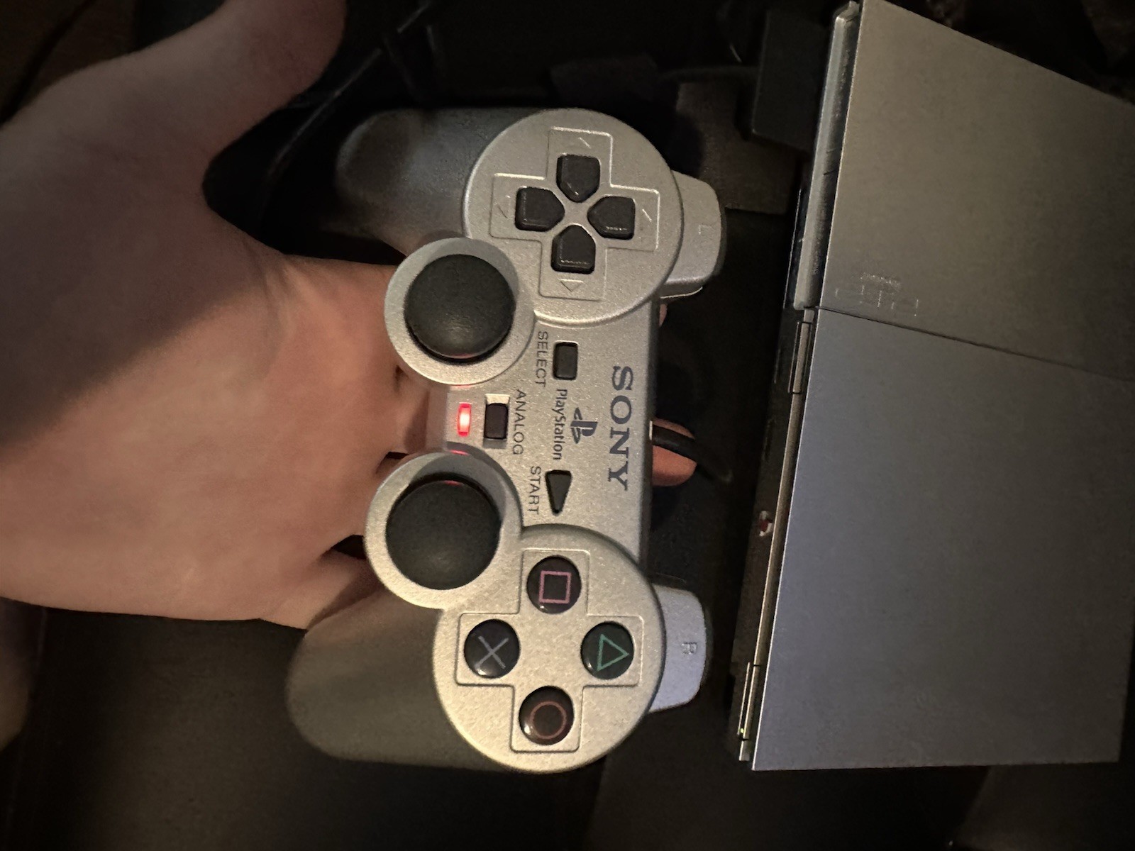 Silver PS2 Slim SCHP-90001 With Silver Controller And Cords Tested