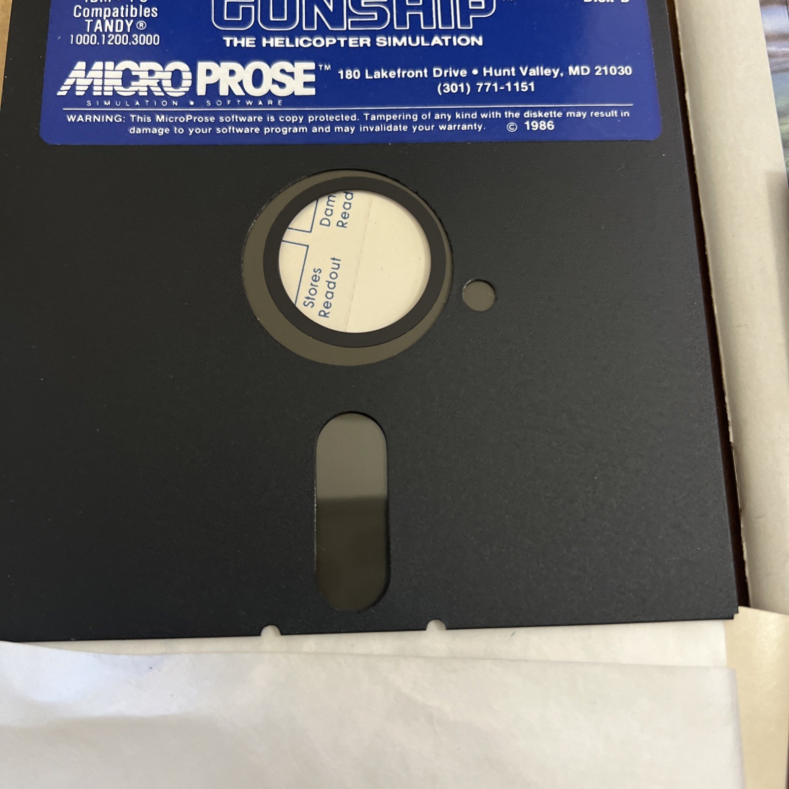 Gunship Microprose IBM PC/XT/AT Big Box – Complete in Box see photos