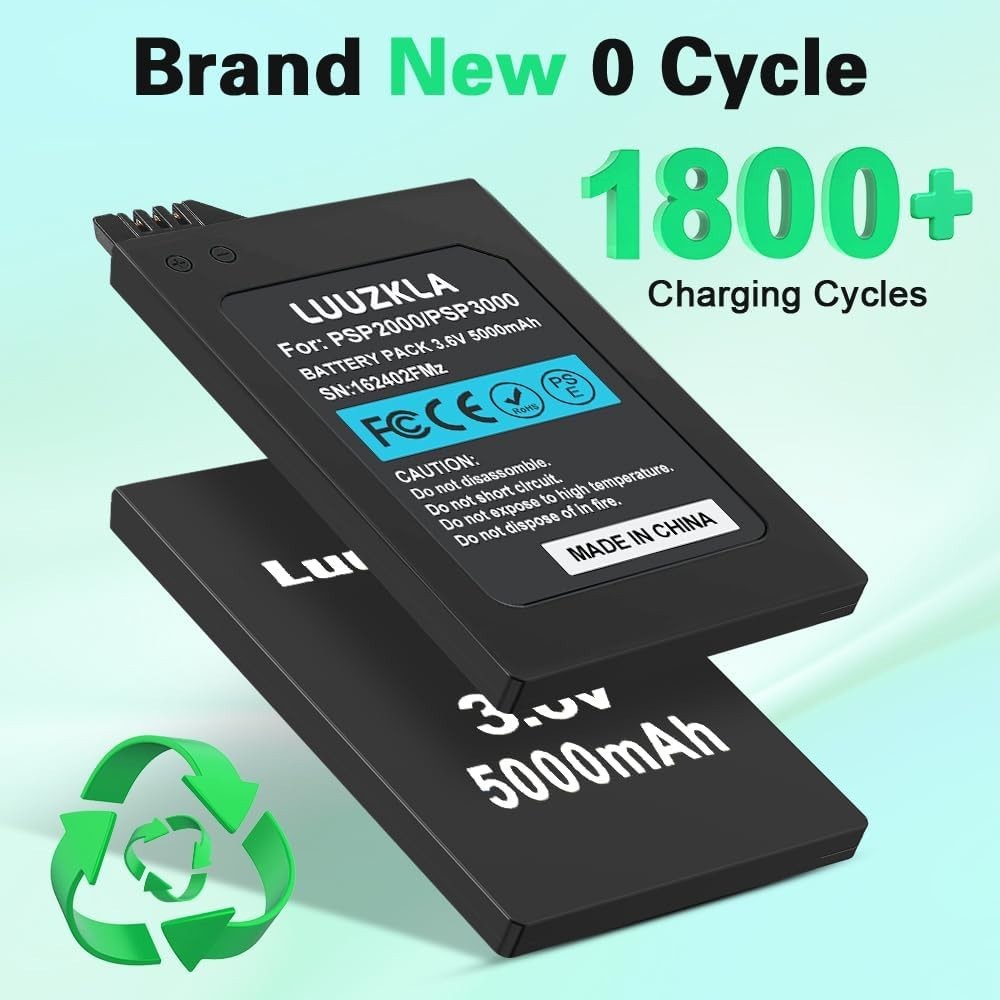 5000mAh Replacement Battery for PSP 2000/3000 – Upgrade with 24-