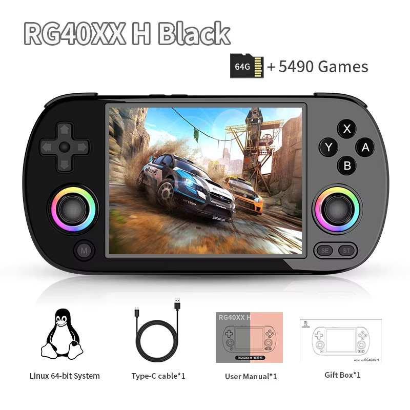 RG40XX H Handheld Game Console Linux 64-Bit System 4.0 Inch IPS 3200Mah Retro Vi