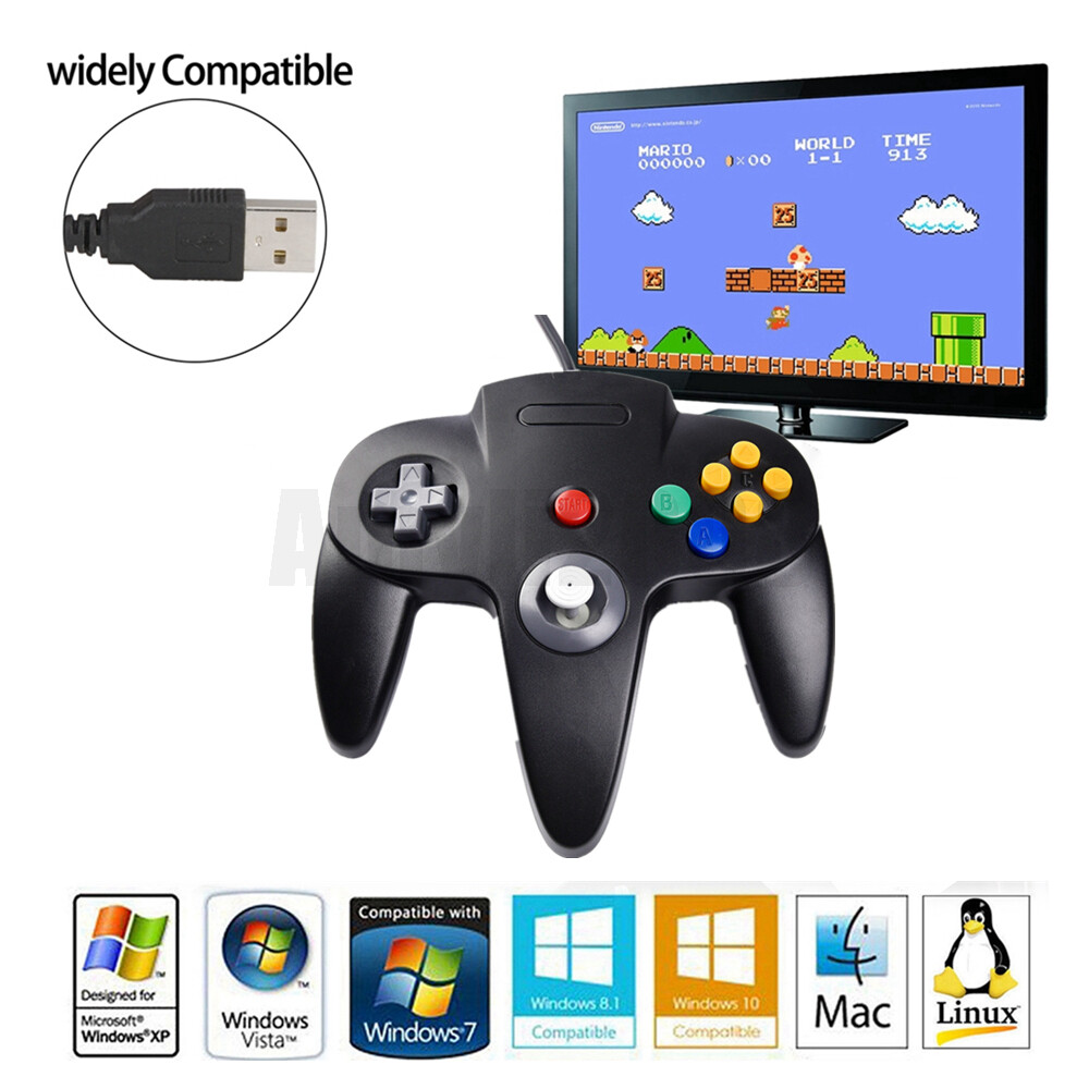 USB N64 Controller Wired/ Wireless SNES NES Joypad For Win PC MAC Raspberry Pi
