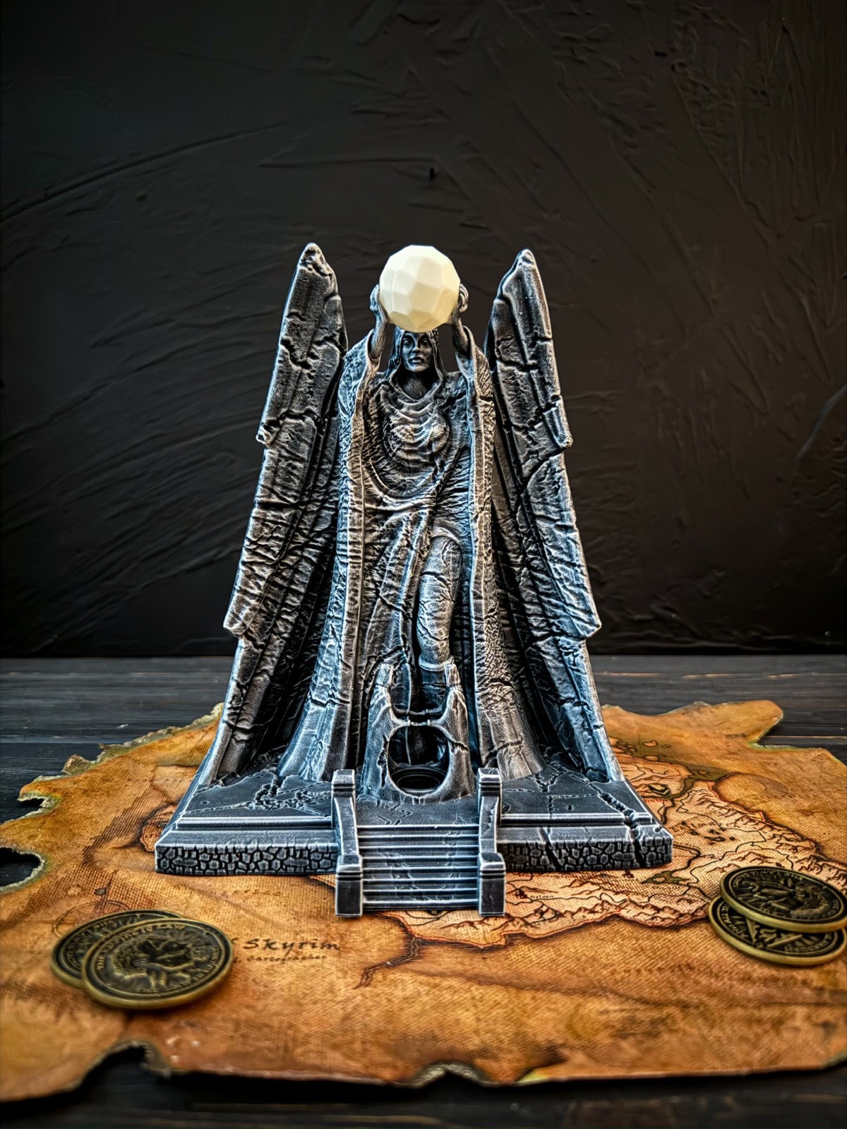 Statue of Meridia, LED Beacon of Dawn, Skyrim Inspired Glowing Figurine