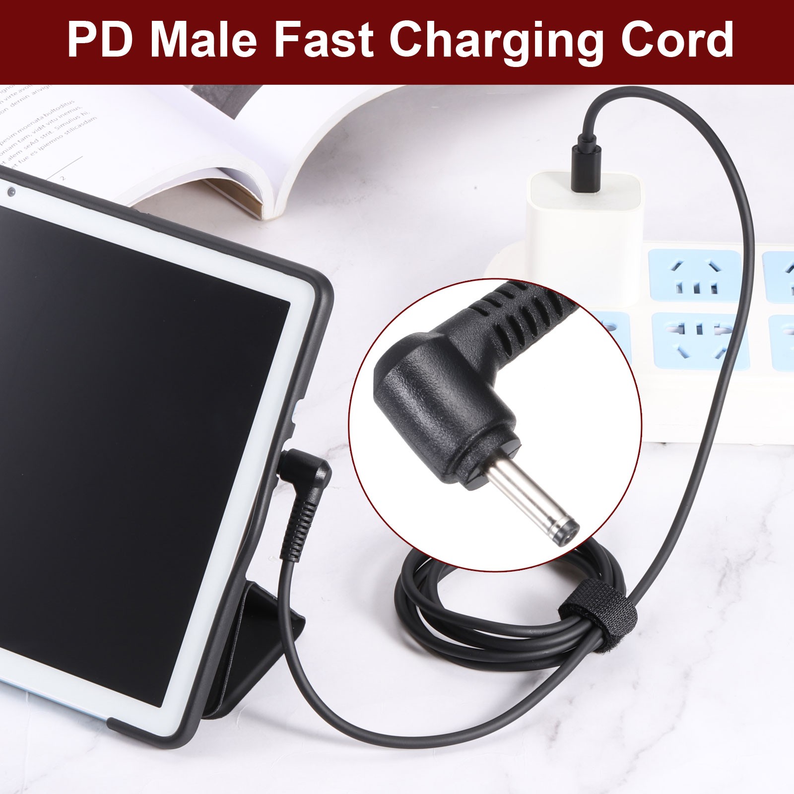 5FT USB C to DC PD Power Fast Charging Cable 3.5×1.35mm 65W/12V(Black)