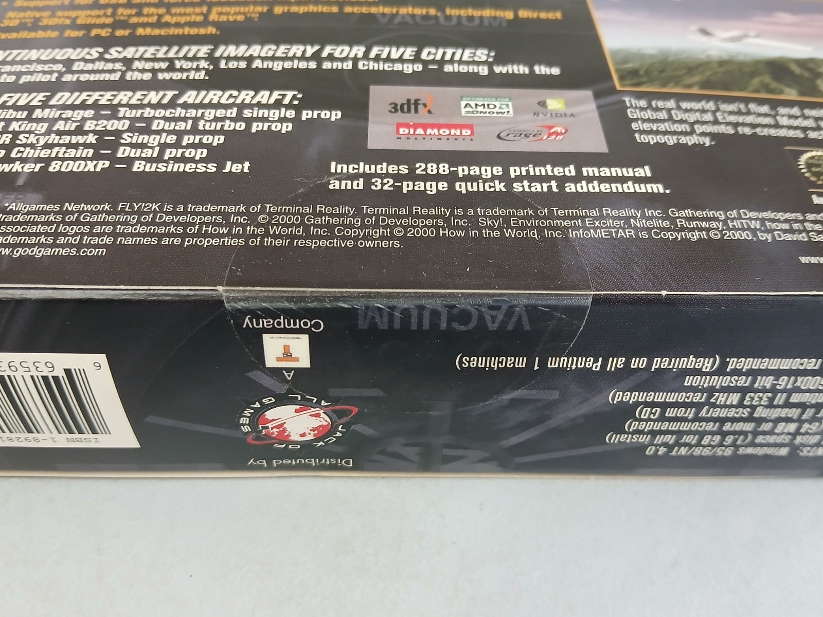 FLY!2K Terminal Reality 2000 Flight Simulation PC Game CD-ROM ~ Sealed Big Box