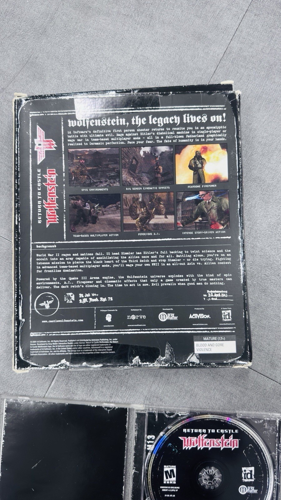 Return to Castle Wolfenstein Boxed PC CD-Rom Game with Instruction Manual