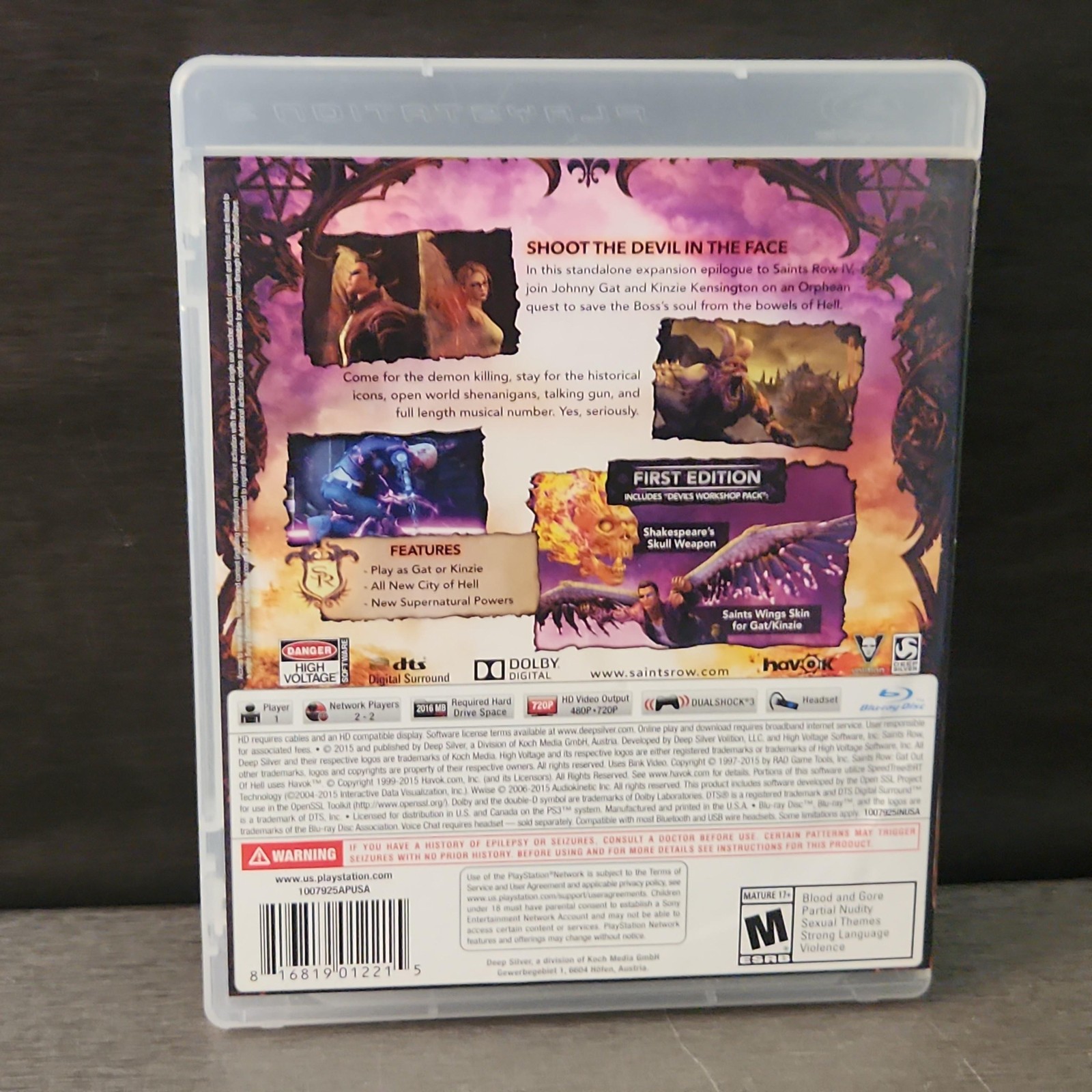 Saints Row Gat Out Of Hell Sony PlayStation 3 PS3 Game First Edition Deep Silver