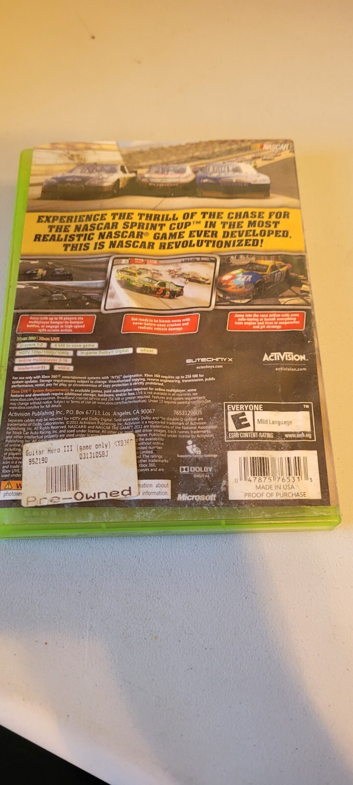 NASCAR The Game 2011 Microsoft Xbox 360 Complete Cib Rated E