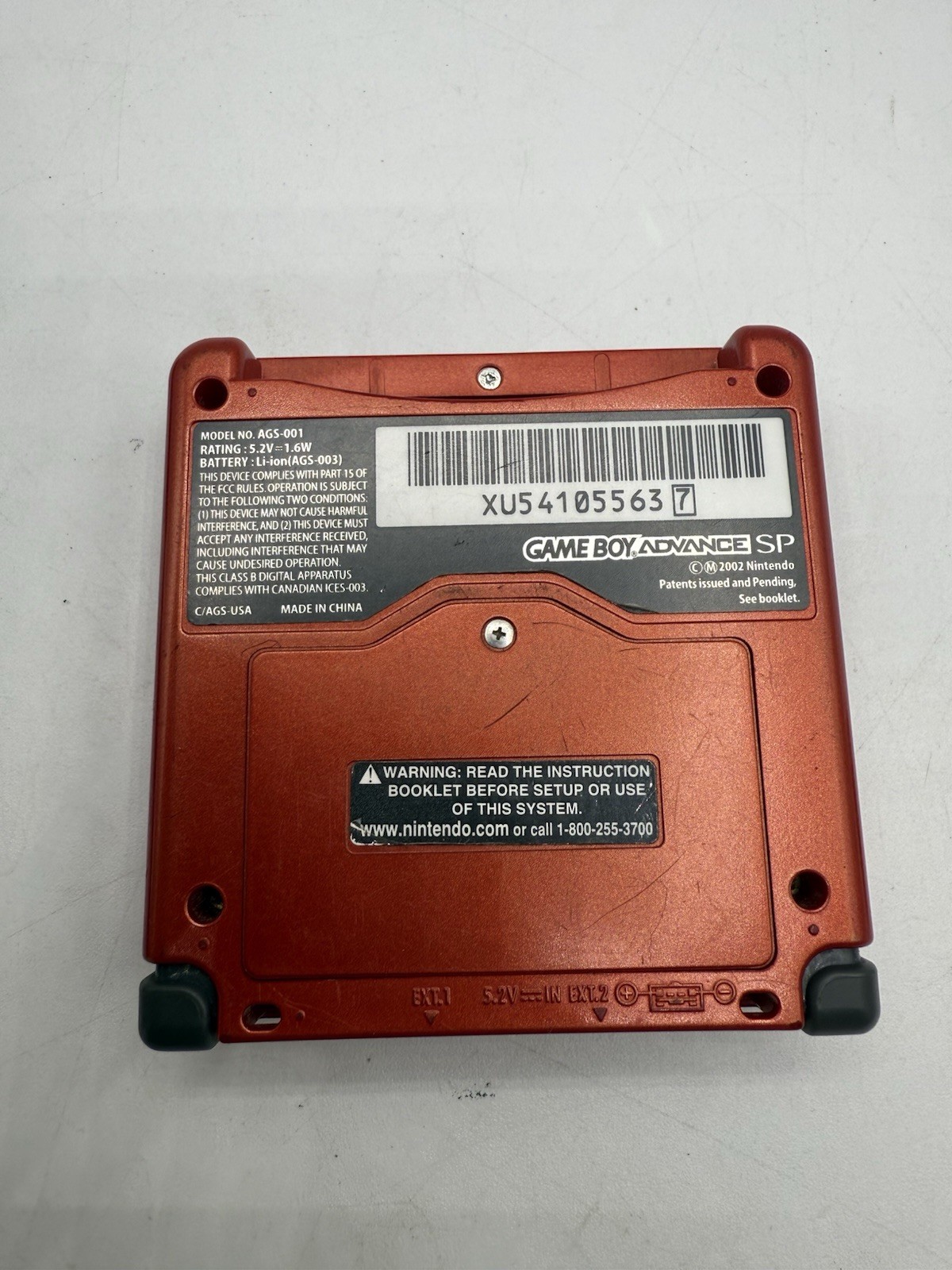 Nintendo Game Boy Advance SP AGS-001 Flame Red With Pokemon Leafgreen & Firered