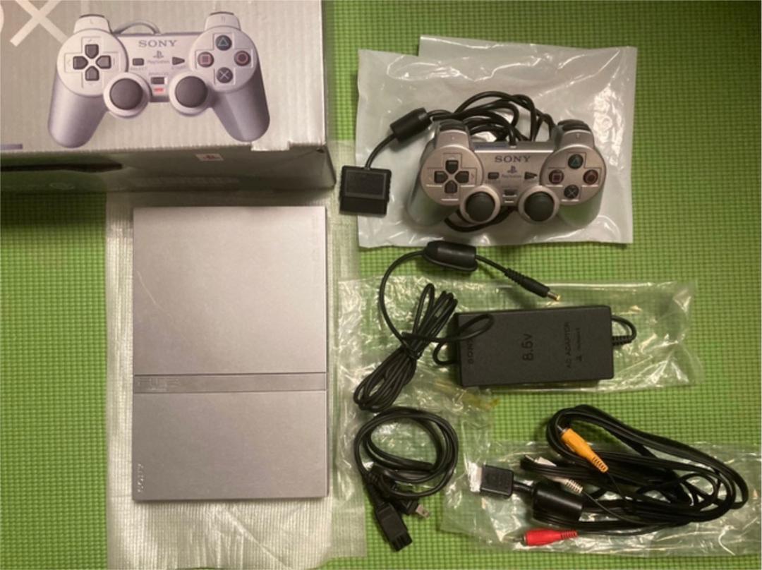 PS2 Slim Console Satin silver White SCPH-75000 SSS SONY Japan Console Set