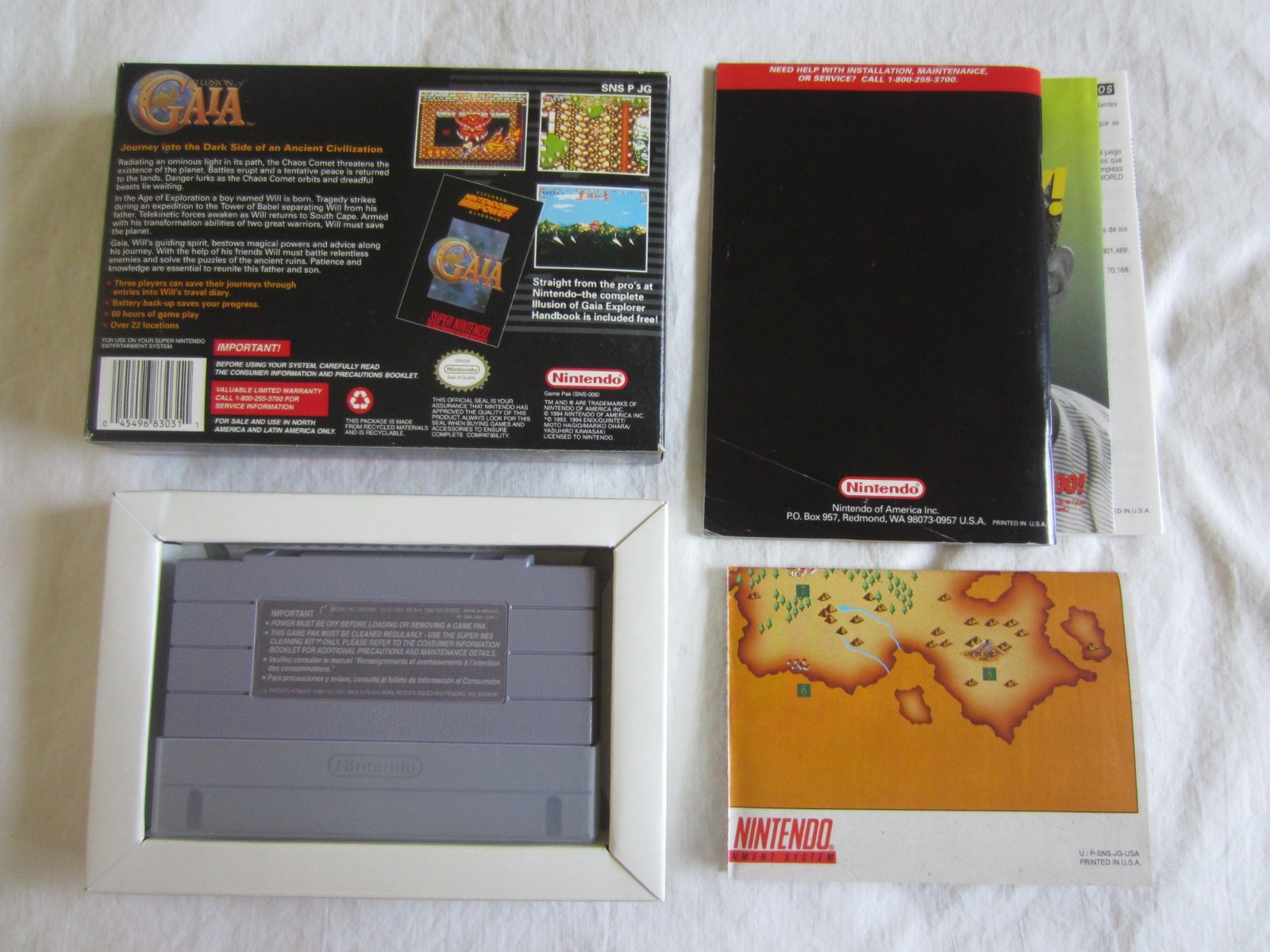 Illusion of Gaia (SNES) Super Nintendo CIB Complete + Map 1994 Mexico RARE