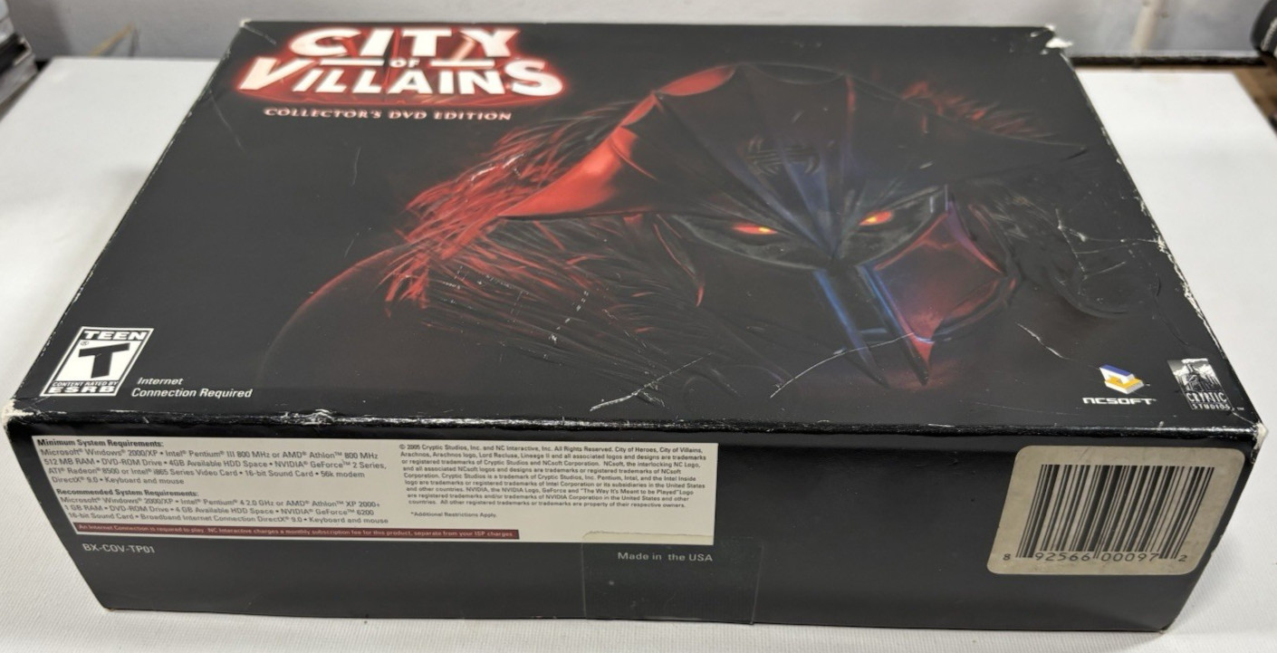 City of Villains Collector’s DVD Edition (2005, NCsoft) Sealed w/ Box Wear