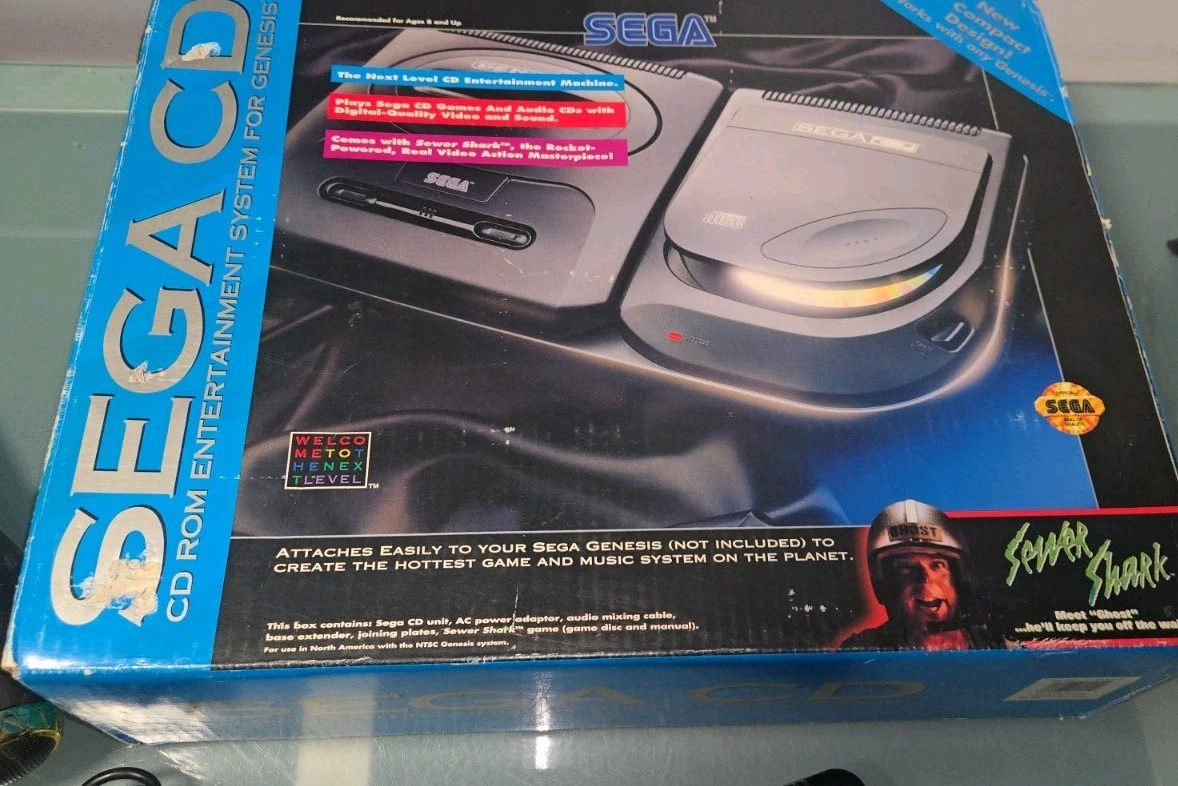 Sega CD Console Version 2 with Original Box, With Majesco Sega Genesis II, READ!