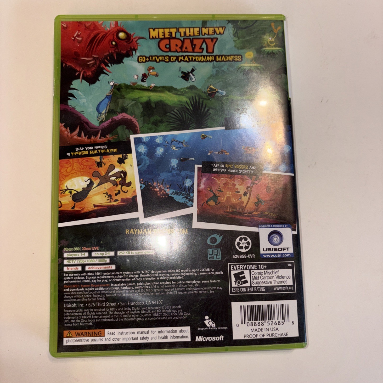 Rayman Origins Microsoft Xbox 360 2011 Complete Untested PREOWNED