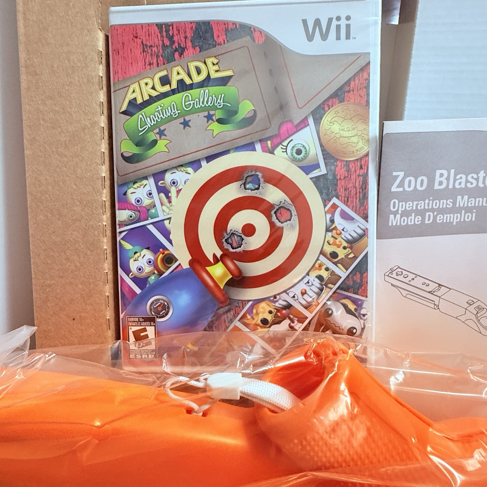SEALED Arcade Shooting Gallery Blaster & SEALED Game Nintendo Wii Open Box NIB