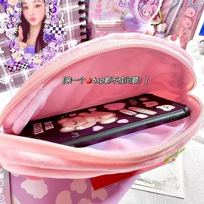 Anime Kirby Kawaii Plush Pencil Case Large Capacity Pen Bag Cosmetic Pouch Gift
