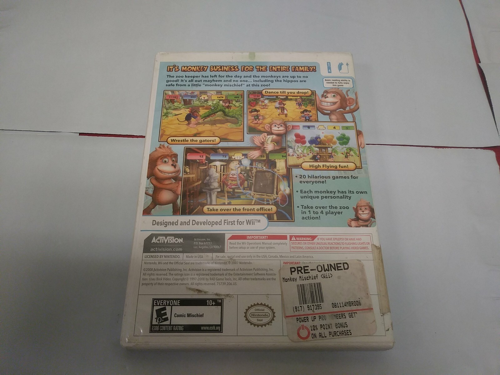 Monkey Mischief Party Time (Nintendo Wii, 2008) Complete With Manual Tested