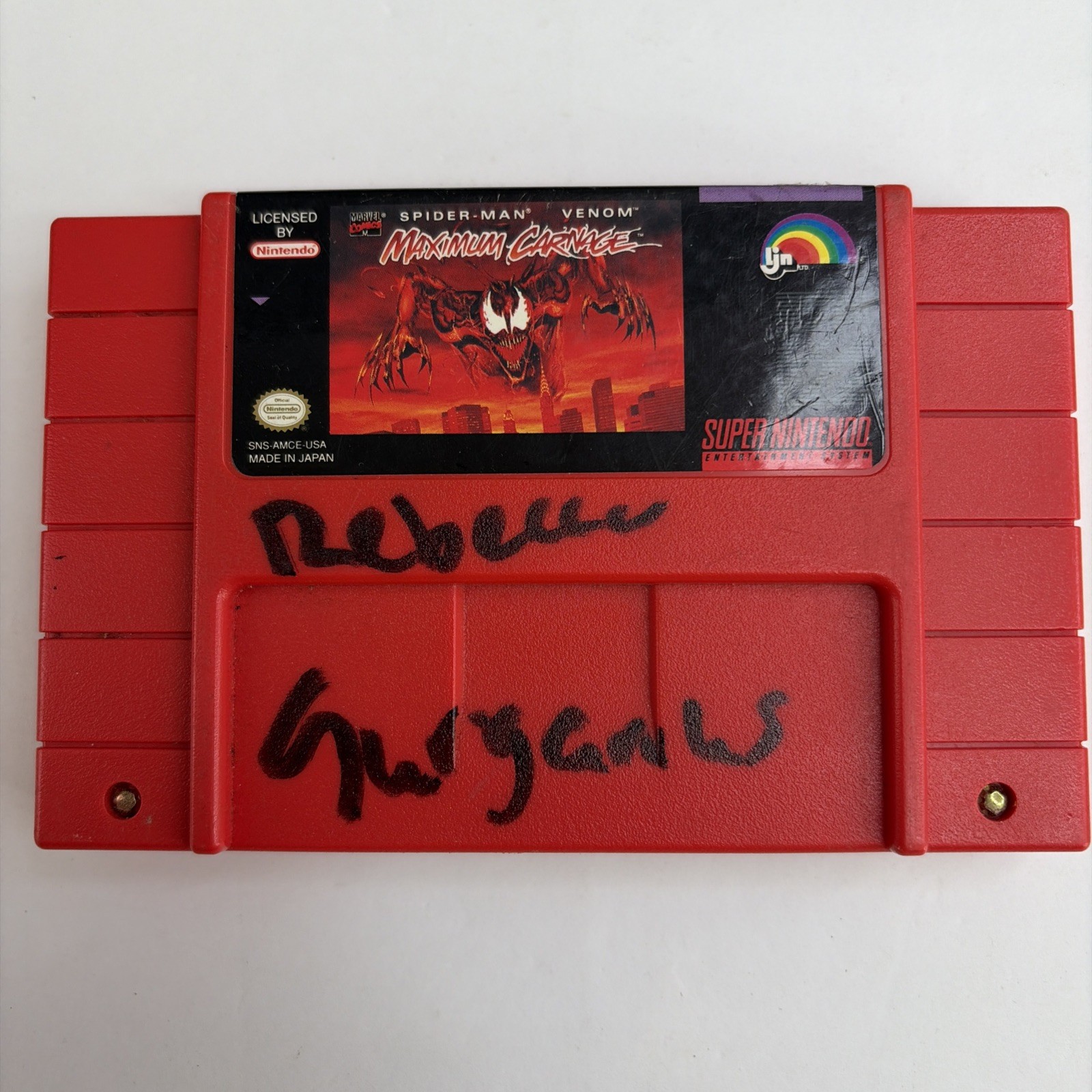 Spider-Man Venom: Maximum Carnage (Super Nintendo SNES, 1994) Red Cartridge