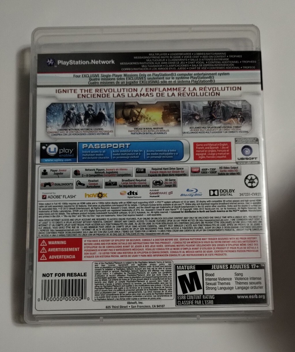 Assassin’s Creed III 3 (Sony PlayStation 3, 2007) Complete CIB With Manual