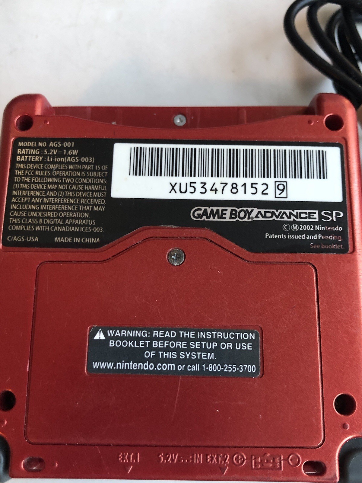 Gameboy Advance SP GBA Flame Red Ags-001 Tested USA With Charger game