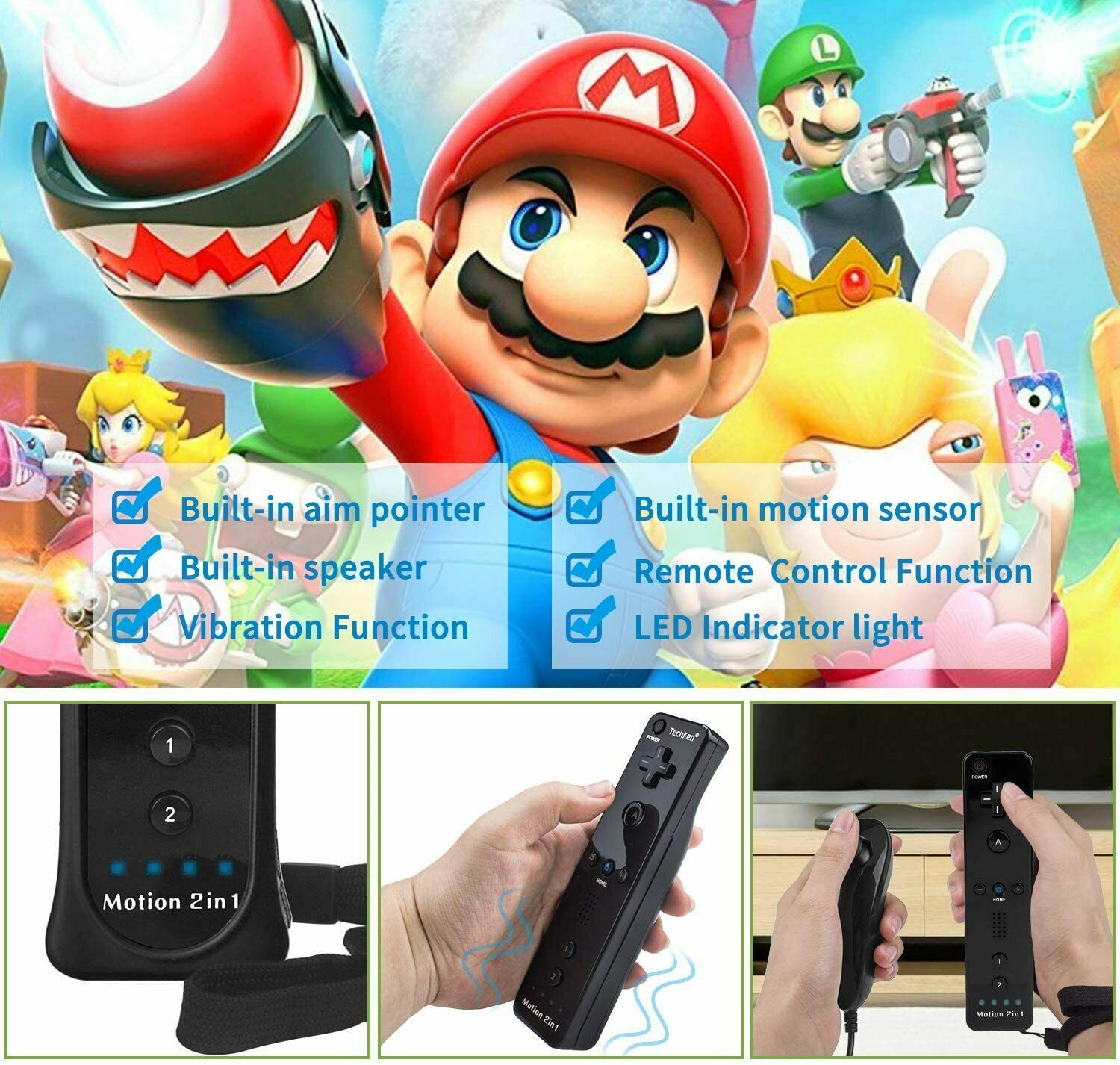 Wii Motion Plus Remote Controller Nunchuck Nintendo Wii &Wii U Silicone Strap-US