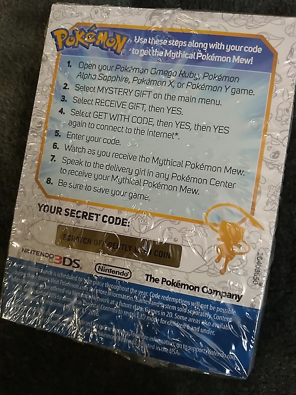 Mythical Pokemon Mew Scratch Off Card – 2016 – Unscratched – Expired